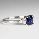 Royal Blue Sapphire & Diamonds Ring - angled view