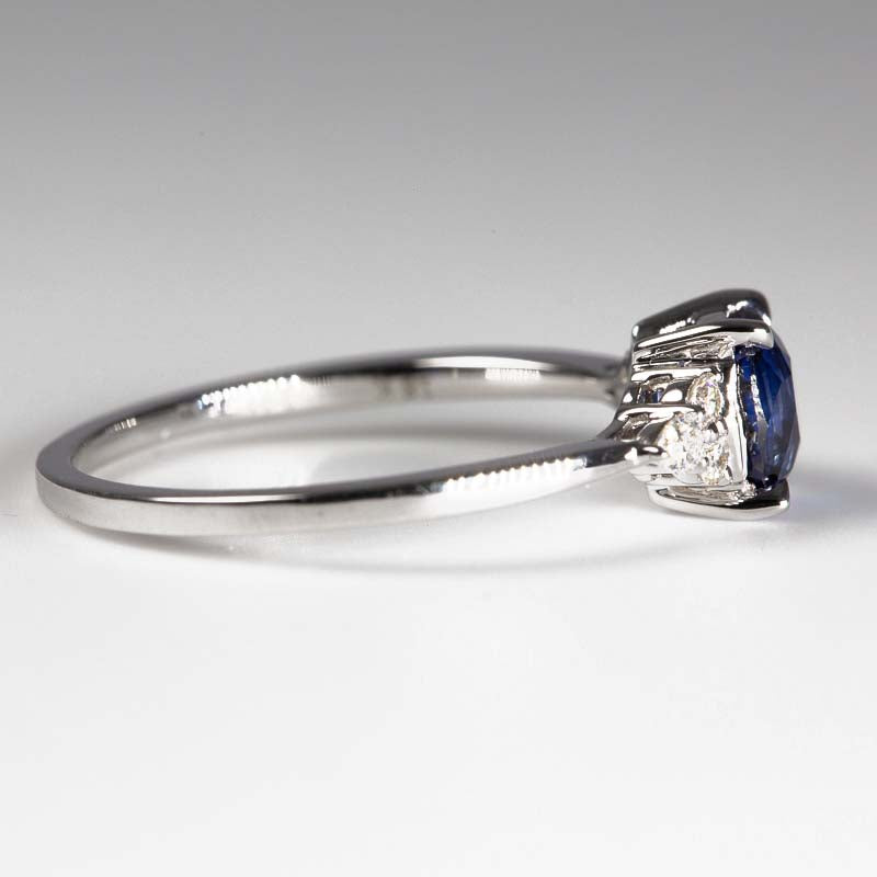 Royal Blue Sapphire & Diamonds Ring - side view