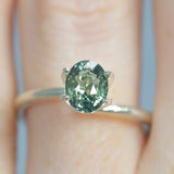 1.25Ct Light-Medium Blue Green Madagascan Sapphire | Oval Shape closeup