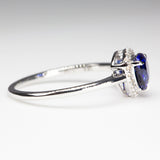Royal Blue Trillion Sapphire & Diamonds Ring - side view