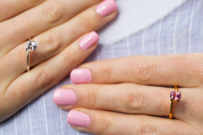 Natural, rare 1.38Ct Pink Spinel | Cushion Shape from Sri Lanka on finger