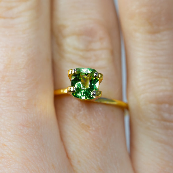 1.55ct Emerald Cut Tsavorite Ring | Goldstein Diamonds