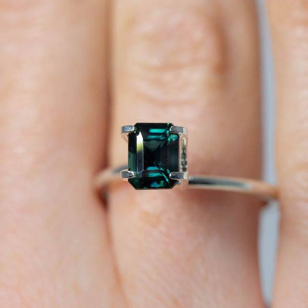 Immersive 1.49Ct Peacock Blue Sapphire | Emerald Shape - close-up