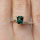 Close up of Spectacular 1.17Ct Blue Green Teal Sapphire | Emerald Shape from Madagascar