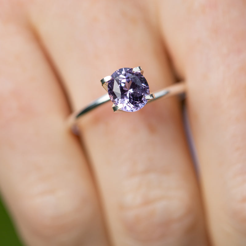 Rare 1.44Ct Violet Lavender Spinel | Oval Shape from Sri Lanka on finger