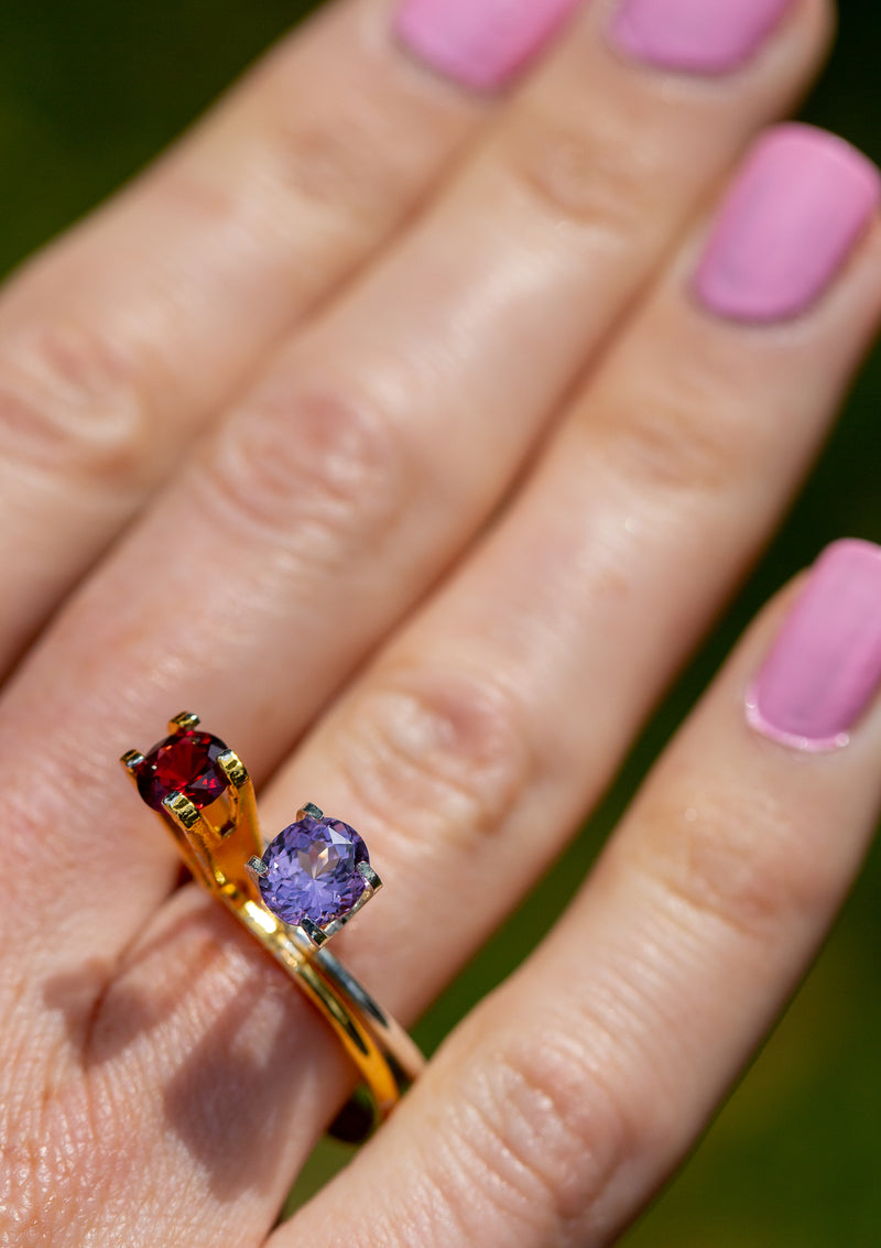 Rare 1.44Ct Violet Lavender Spinel | Oval Shape from Sri Lanka on finger