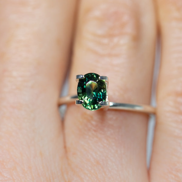Close up of beautiful 1.39Ct Bluish Green Teal Sapphire | Oval Shape from Madagascar
