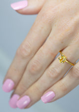 Natural, rare 1Ct Canary Yellow Sapphire | Pear Shape from Sri Lanka on ring finger