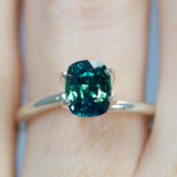1.66Ct Rich Seaform Green Madagascan Sapphire | Cushion Shape closeup