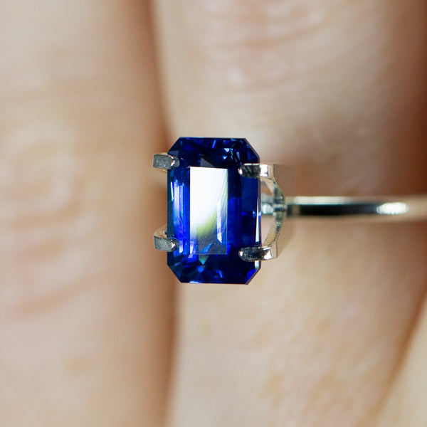 2.07Ct Royal Blue Ceylon Sapphire | Emerald Shape closeup