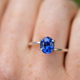 2.15Ct Cornflower Blue Sapphire from Sri Lanka on finger