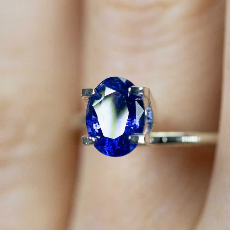 1.55Ct Intense Cornflower Blue Ceylon Sapphire | Oval Shape closeup