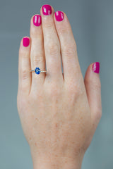 1.58Ct Sweet Blue Ceylon Sapphire | Oval Shape on hand