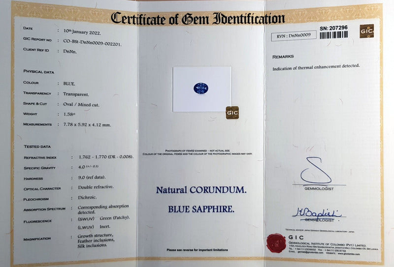 1.58Ct Sweet Blue Ceylon Sapphire | Oval Shape