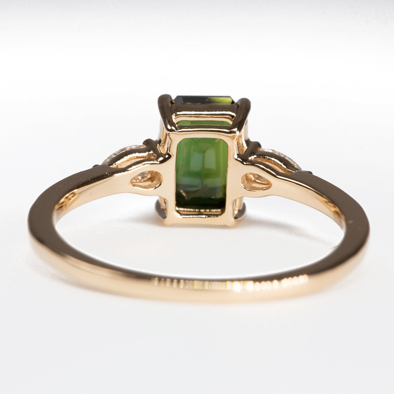 Forest Green Teal Sapphire & Pear Diamonds - back view