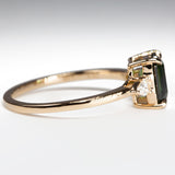 Forest Green Teal Sapphire & Pear Diamonds  - side view