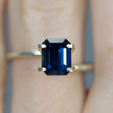 2.26Ct Vivid Blue (Basaltic) Madagascan Sapphire | Emerald Shape closeup