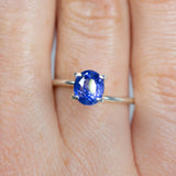 2.03Ct Cornflower Blue Sapphire | Oval Shape on ring finger