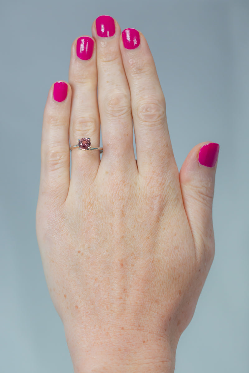 1.63Ct Lotus Orange Pink Padparadscha Ceylon Sapphire | Round Shape on hand