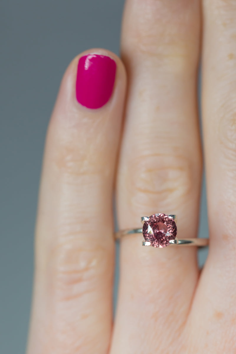 1.63Ct Lotus Orange Pink Padparadscha Ceylon Sapphire | Round Shape on finger