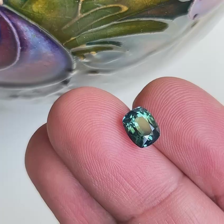 1.66Ct Rich Seaform Green Madagascan Sapphire | Cushion Shape video