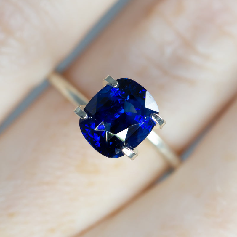 3Ct Royal Blue Ceylon Sapphire | Cushion Shape angled 2