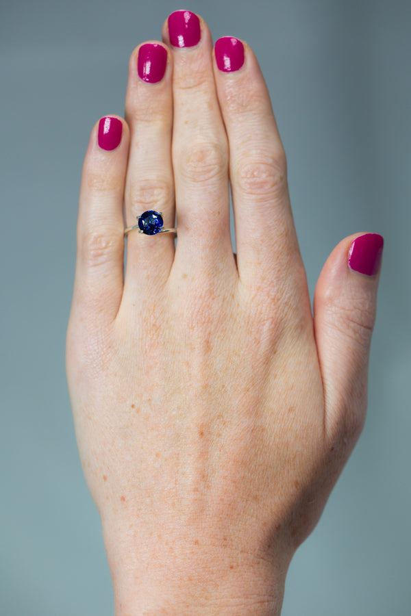 3.01Ct Royal Blue Ceylon Sapphire | Round Shape on hand