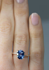 3.06Ct Vivid Blue Sapphire | Oval Shape from Sri Lanka on finger