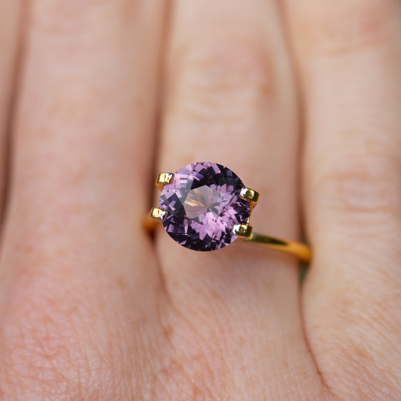 Natural, rare 3.36Ct Lavender Spinel | Round Shape from Sri Lanka on finger