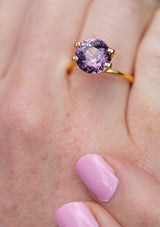 Natural, rare 3.36Ct Lavender Spinel | Round Shape from Sri Lanka on finger