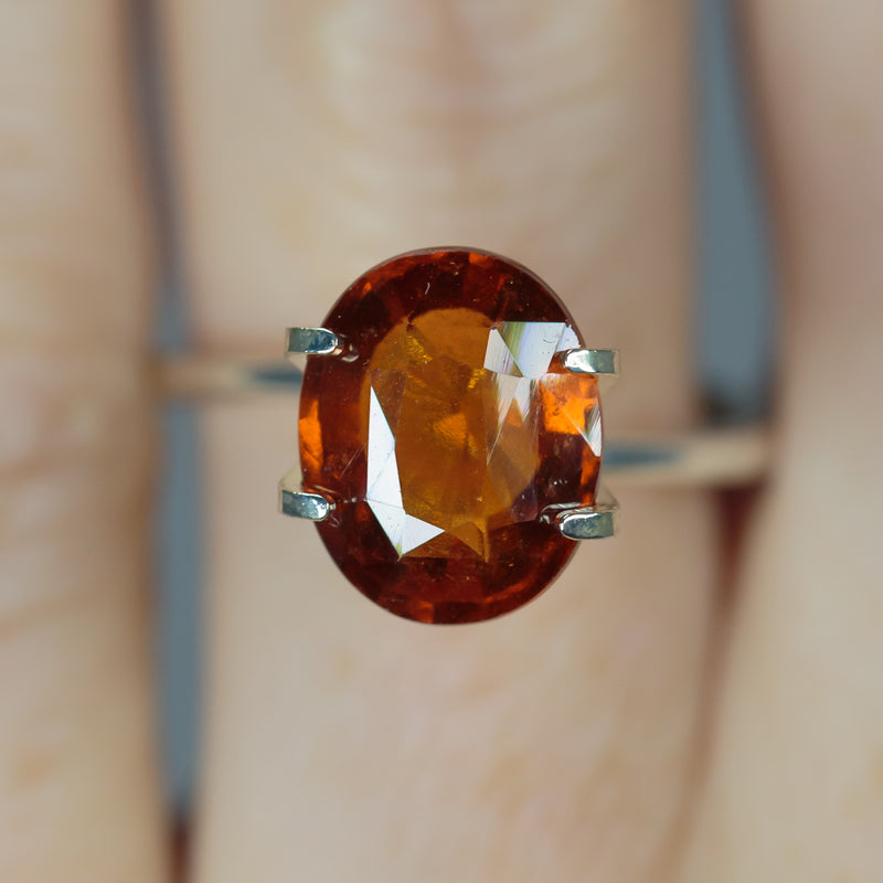 4Ct Deep Orange Brown Hessonite "Cinnamon" Garnet | Oval Shape closeup