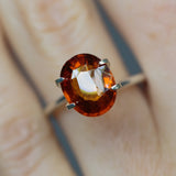 4Ct Deep Orange Brown Hessonite "Cinnamon" Garnet | Oval Shape closeup angle