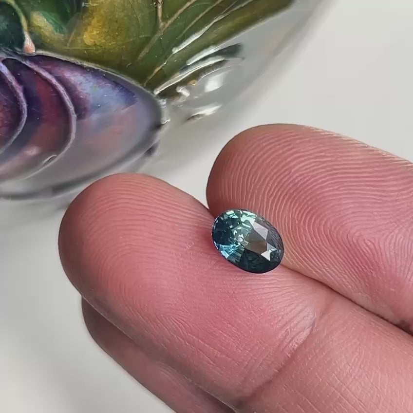 1.32Ct Blue Green Madagascan Sapphire | Oval Shape daylight video