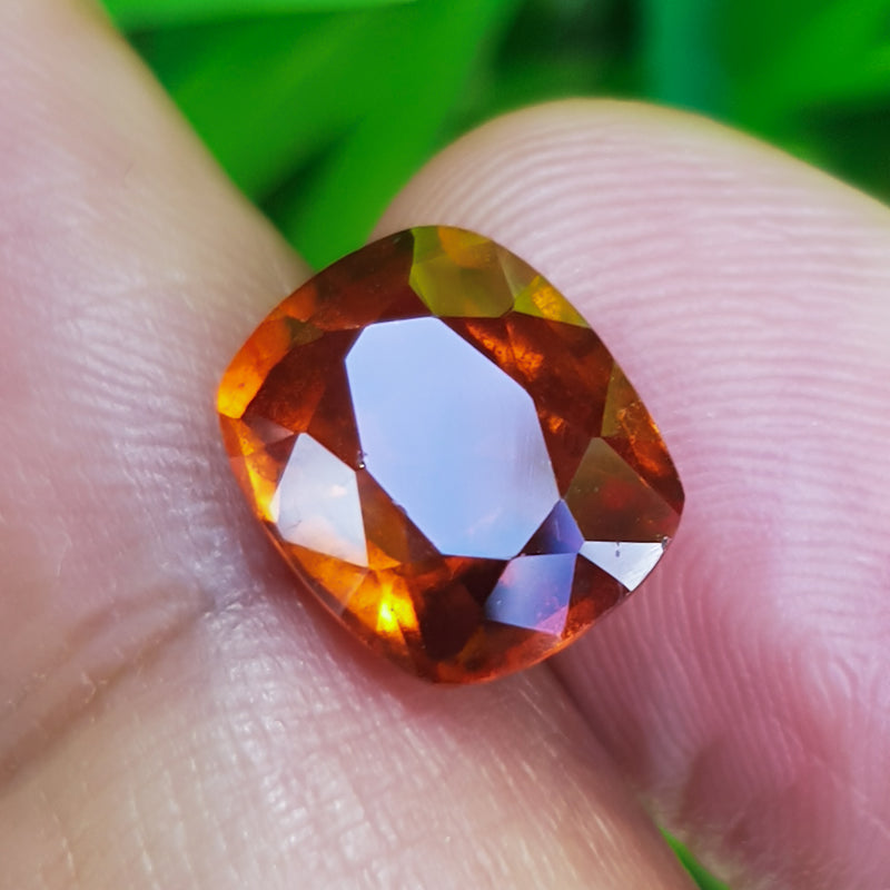 4.55Ct Deep Orange Brown Hessonite "Cinnamon" Garnet | Cushion Shape