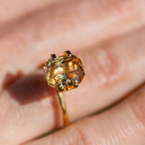 4.56CT Unheated Peachy Yellow Ceylon Sapphire closeup