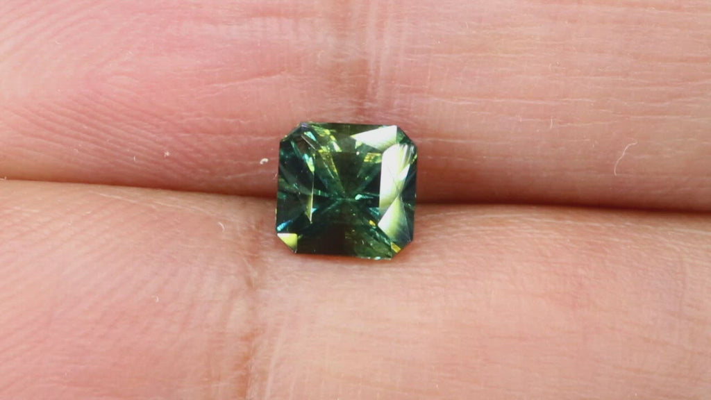 Video of Magical 1.12Ct Blue Green Teal Sapphire | Emerald Shape from Madagascar
