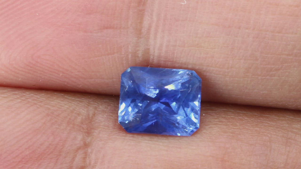 Video of 2.15Ct Cornflower Blue Sapphire  Emerald Shape from Sri Lanka