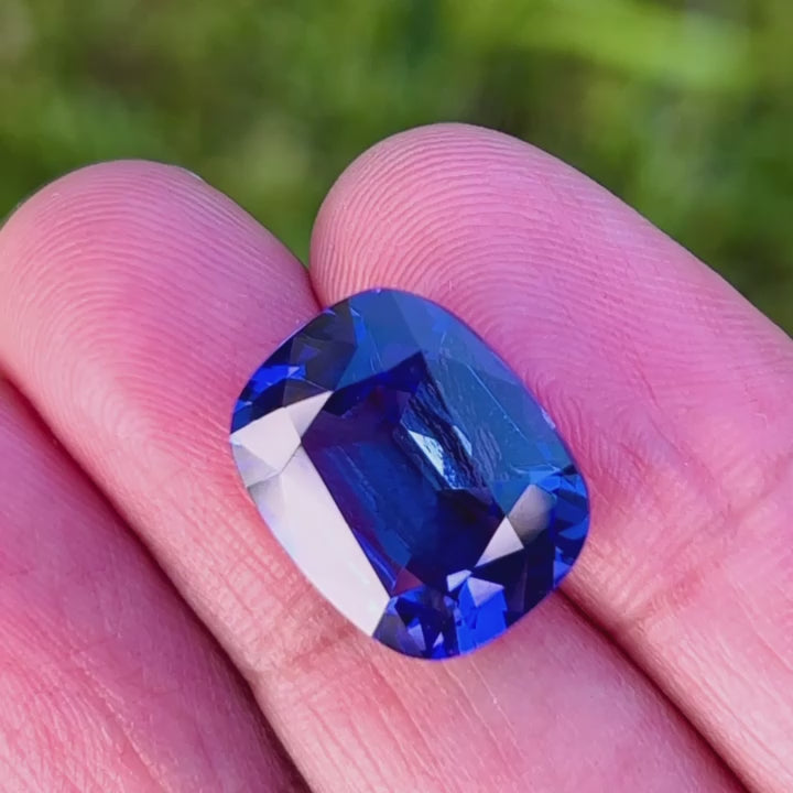 12.58Ct Blue-Violet Tanzanite | Cushion Shape outdoor